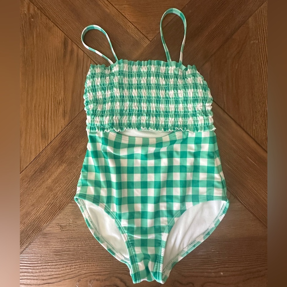 Cat & Jack Green Checkered Kids One-Piece Swimsuit